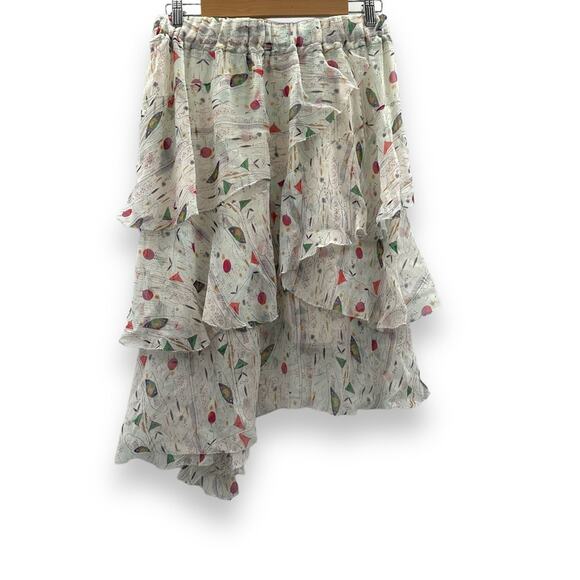 Isabel Marant Jeezon Gathered Asymmetrical Printed Silk Skirt in Erell Sz 42 - Picture 5 of 10